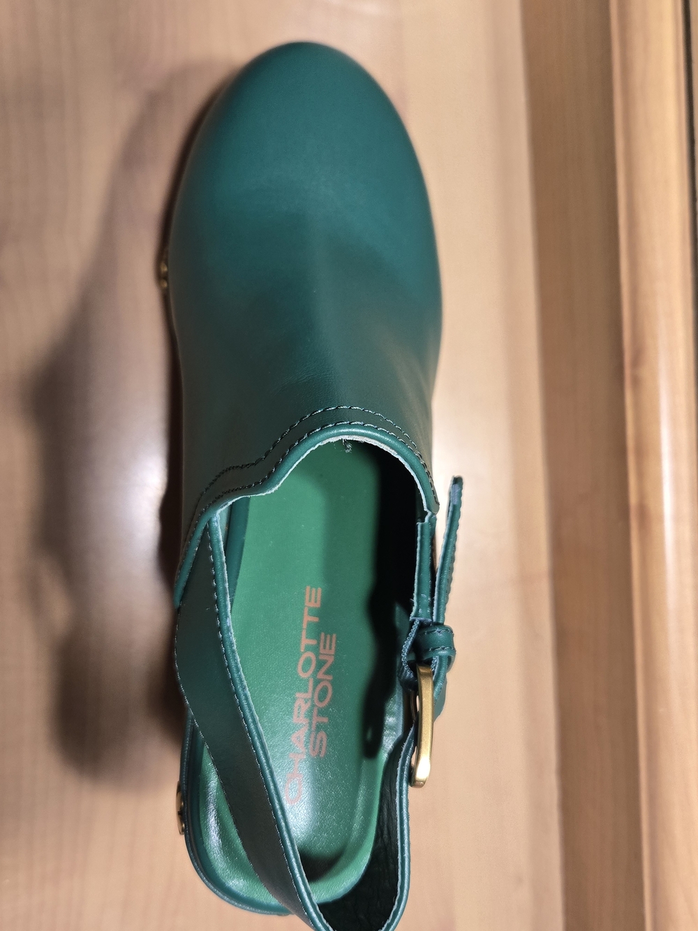 Charlotte Stone Hari Platform Slingback Studded Clogs - Juniper Flower Green - 8 - Picture 4 of 7